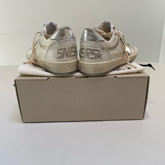 Golden Goose Ball Star Sneaker White Leather/Silver/Gold sz 37 New in Box - Picture 6 of 12
